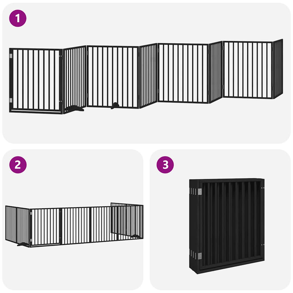 Hondenhek inklapbaar 8 panelen 640 cm populierenhout zwart is nu te koop bij PeponiXL, paradijselijk wonen!