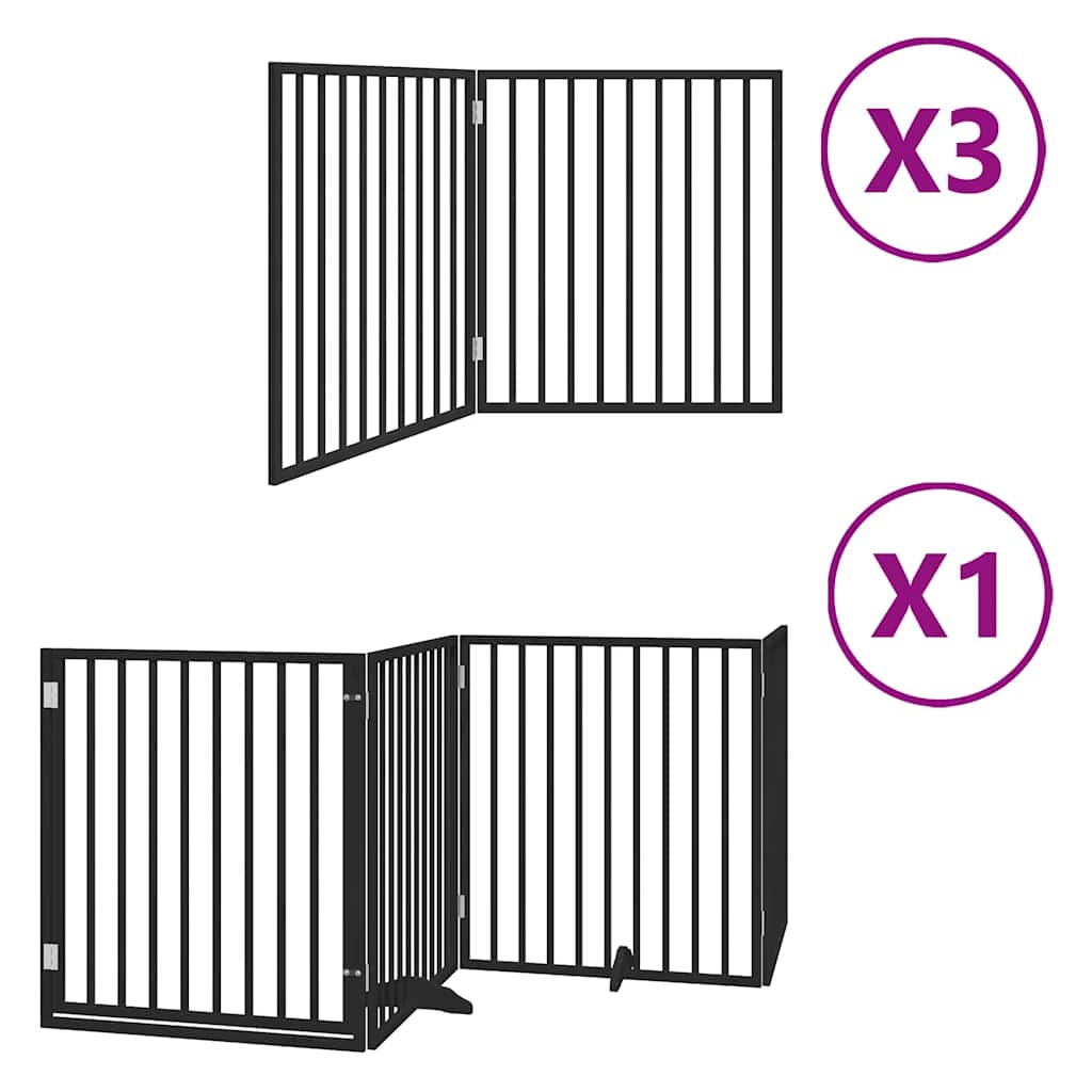 Hondenhek inklapbaar 10 panelen 800 cm populierenhout zwart is nu te koop bij PeponiXL, paradijselijk wonen!