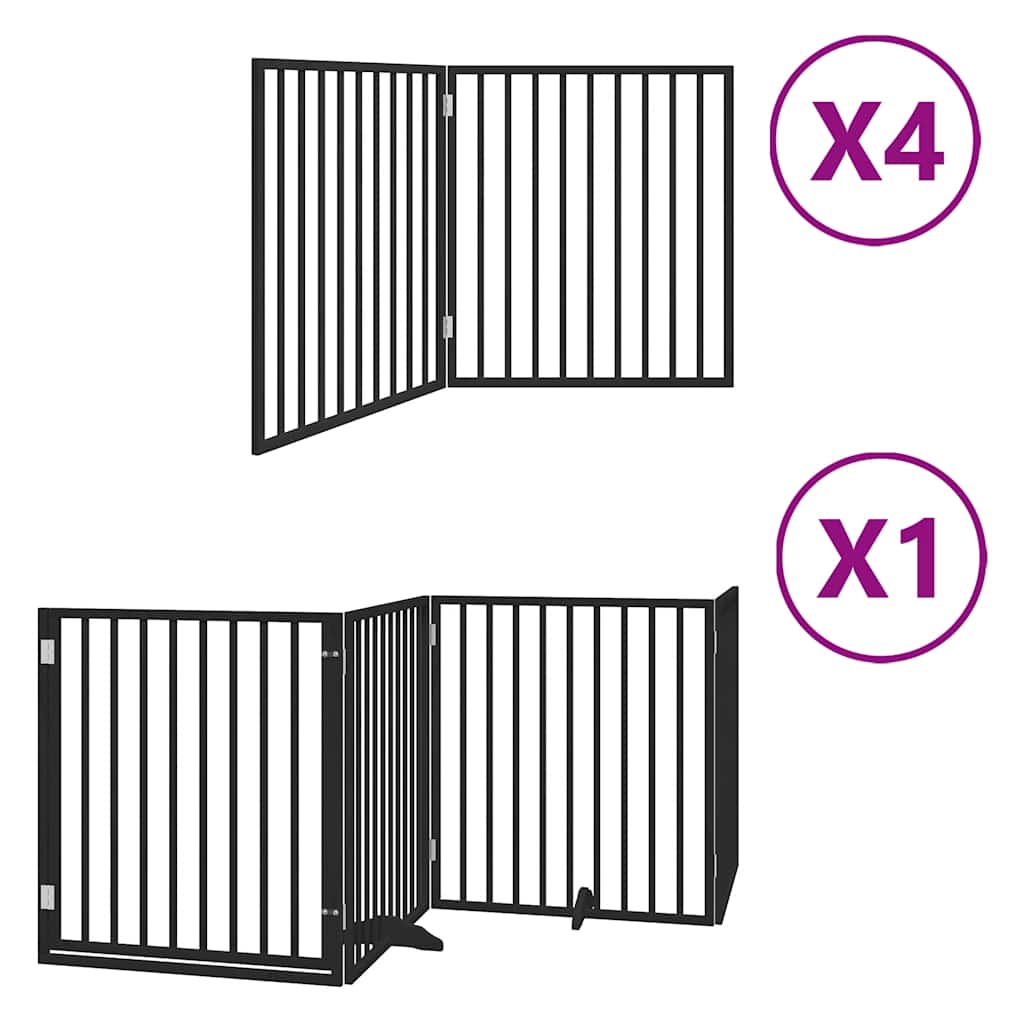 Hondenhek inklapbaar 12 panelen 960 cm populierenhout zwart is nu te koop bij PeponiXL, paradijselijk wonen!