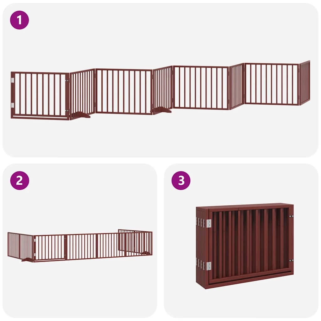 Hondenhek inklapbaar 8 panelen 640 cm populierenhout bruin is nu te koop bij PeponiXL, paradijselijk wonen!
