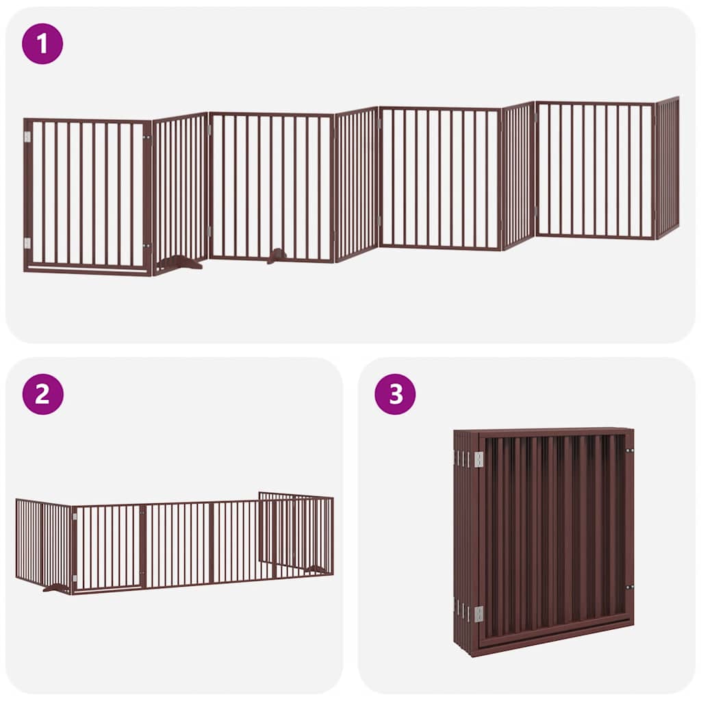 Hondenhek inklapbaar 8 panelen 640 cm populierenhout bruin is nu te koop bij PeponiXL, paradijselijk wonen!