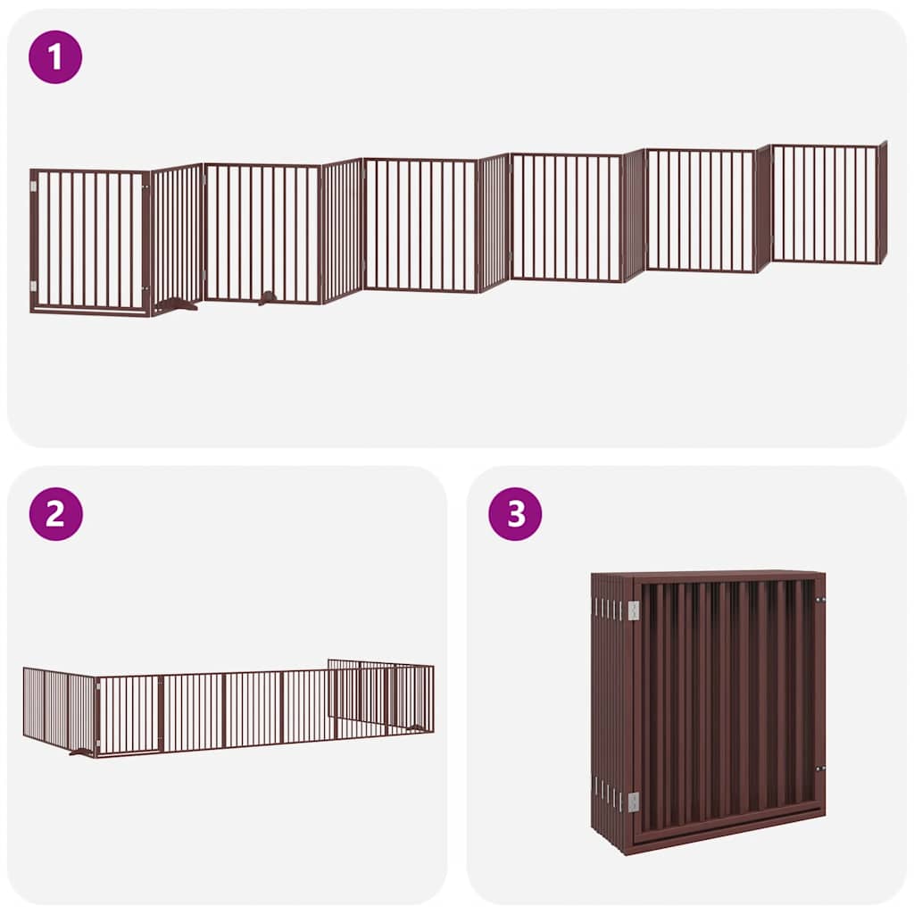 Hondenhek inklapbaar 12 panelen 960 cm populierenhout bruin is nu te koop bij PeponiXL, paradijselijk wonen!