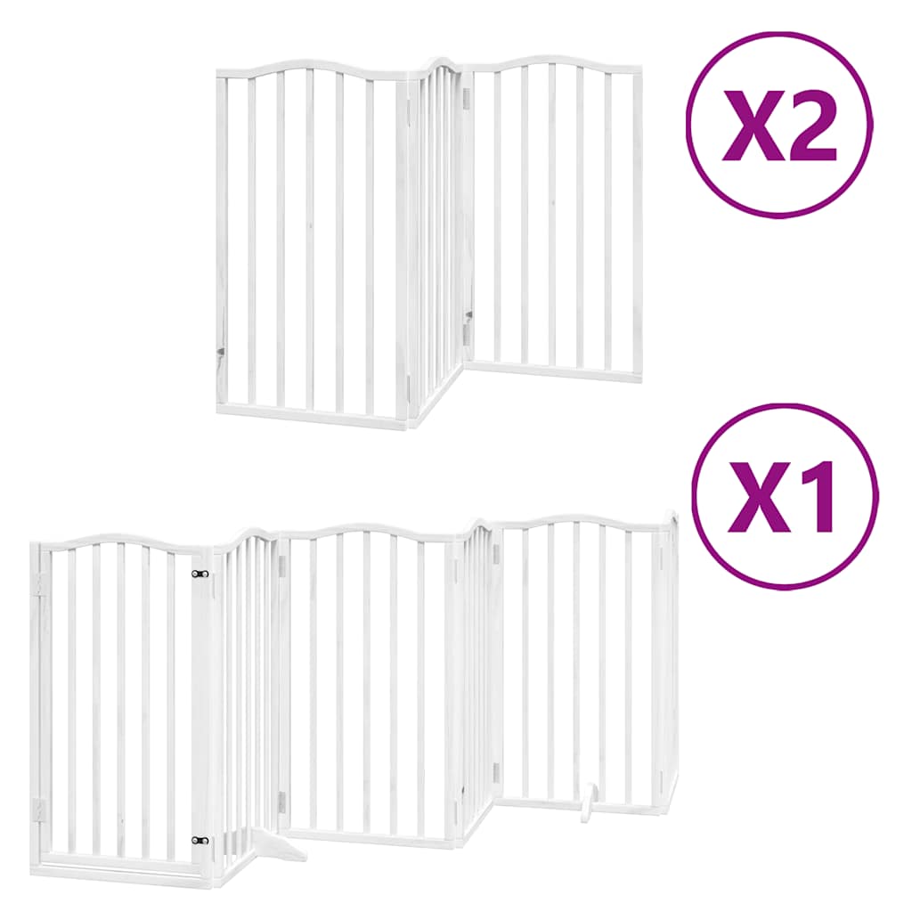 Hondenhek inklapbaar met deur 12 panelen 600cm populierhout wit is nu te koop bij PeponiXL, paradijselijk wonen!