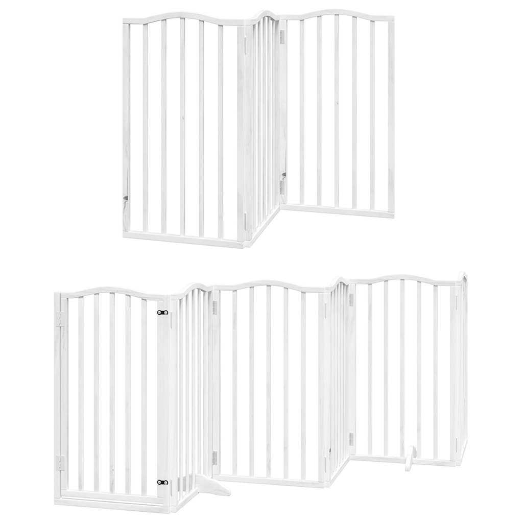 Hondenhek inklapbaar met deur 15 panelen 750cm populierhout wit is nu te koop bij PeponiXL, paradijselijk wonen!