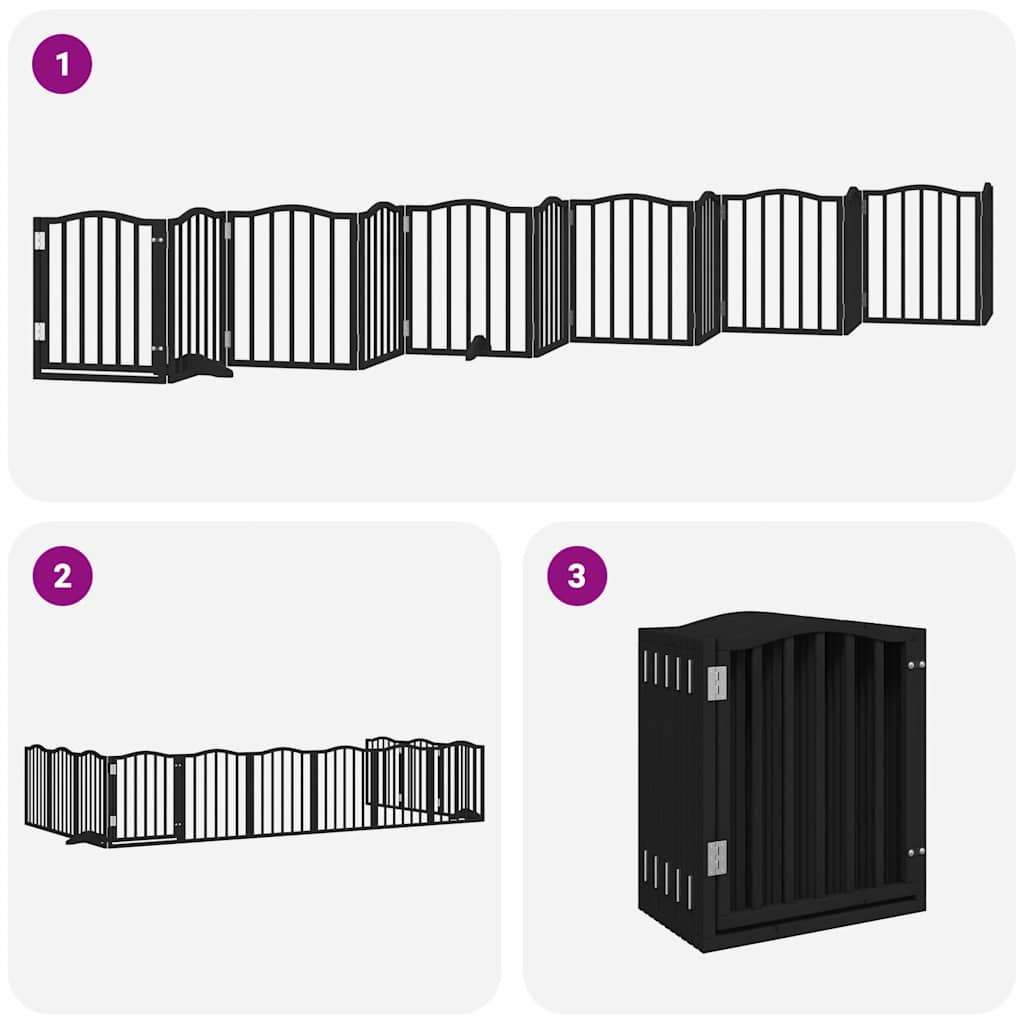 Hondenhek inklapbaar 12 panelen 600 cm populierenhout zwart is nu te koop bij PeponiXL, paradijselijk wonen!
