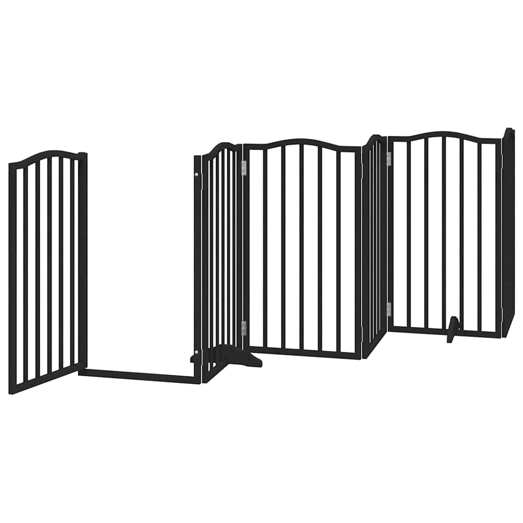 Hondenhek inklapbaar 9 panelen 450 cm populierenhout zwart is nu te koop bij PeponiXL, paradijselijk wonen!