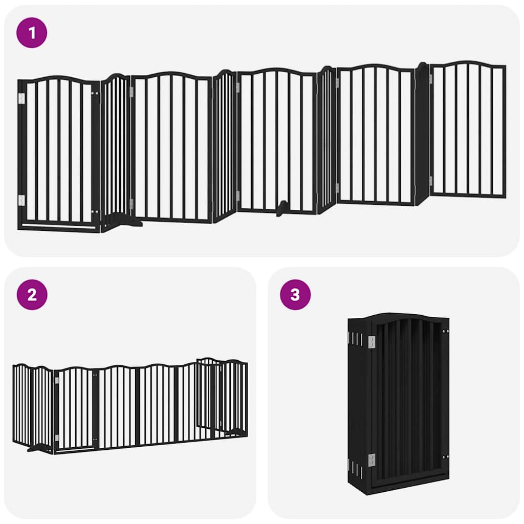 Hondenhek inklapbaar 9 panelen 450 cm populierenhout zwart is nu te koop bij PeponiXL, paradijselijk wonen!
