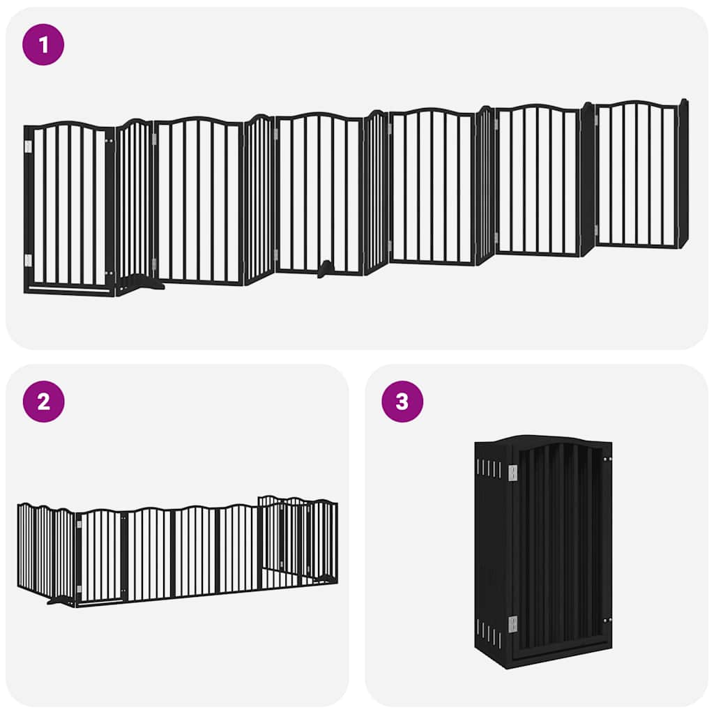Hondenhek inklapbaar 12 panelen 600 cm populierenhout zwart is nu te koop bij PeponiXL, paradijselijk wonen!