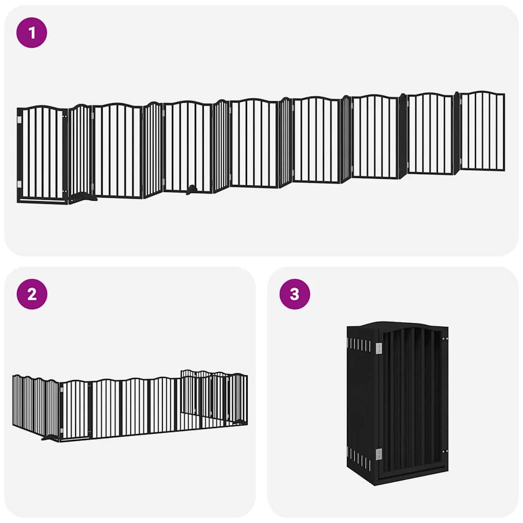 Hondenhek inklapbaar 15 panelen 750 cm populierenhout zwart is nu te koop bij PeponiXL, paradijselijk wonen!