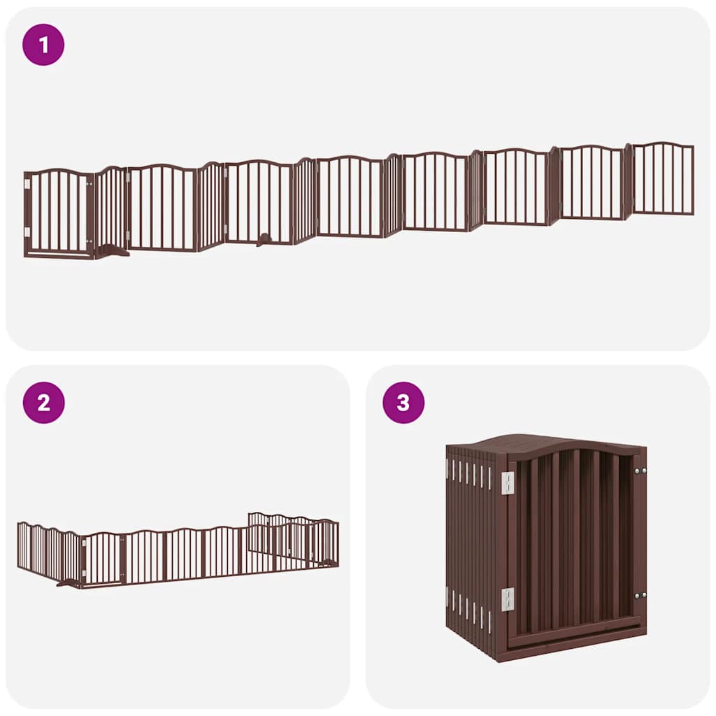 Hondenhek inklapbaar 15 panelen 750 cm populierenhout bruin is nu te koop bij PeponiXL, paradijselijk wonen!