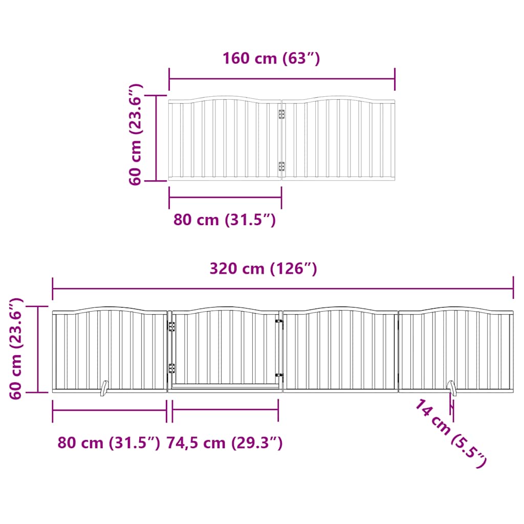 Hondenhek inklapbaar met deur 6 panelen 480 cm populierhout wit is nu te koop bij PeponiXL, paradijselijk wonen!