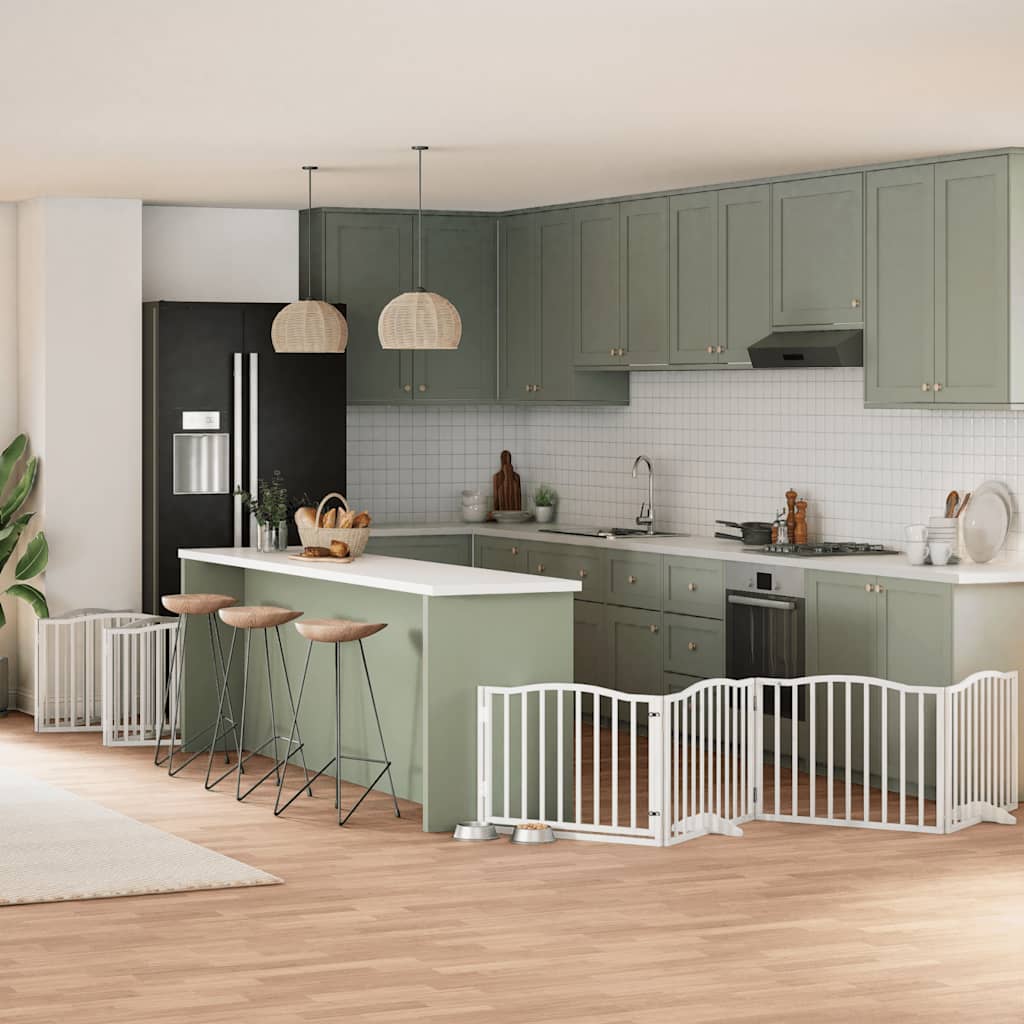 Hondenhek inklapbaar met deur 10 panelen 800cm populierhout wit is nu te koop bij PeponiXL, paradijselijk wonen!