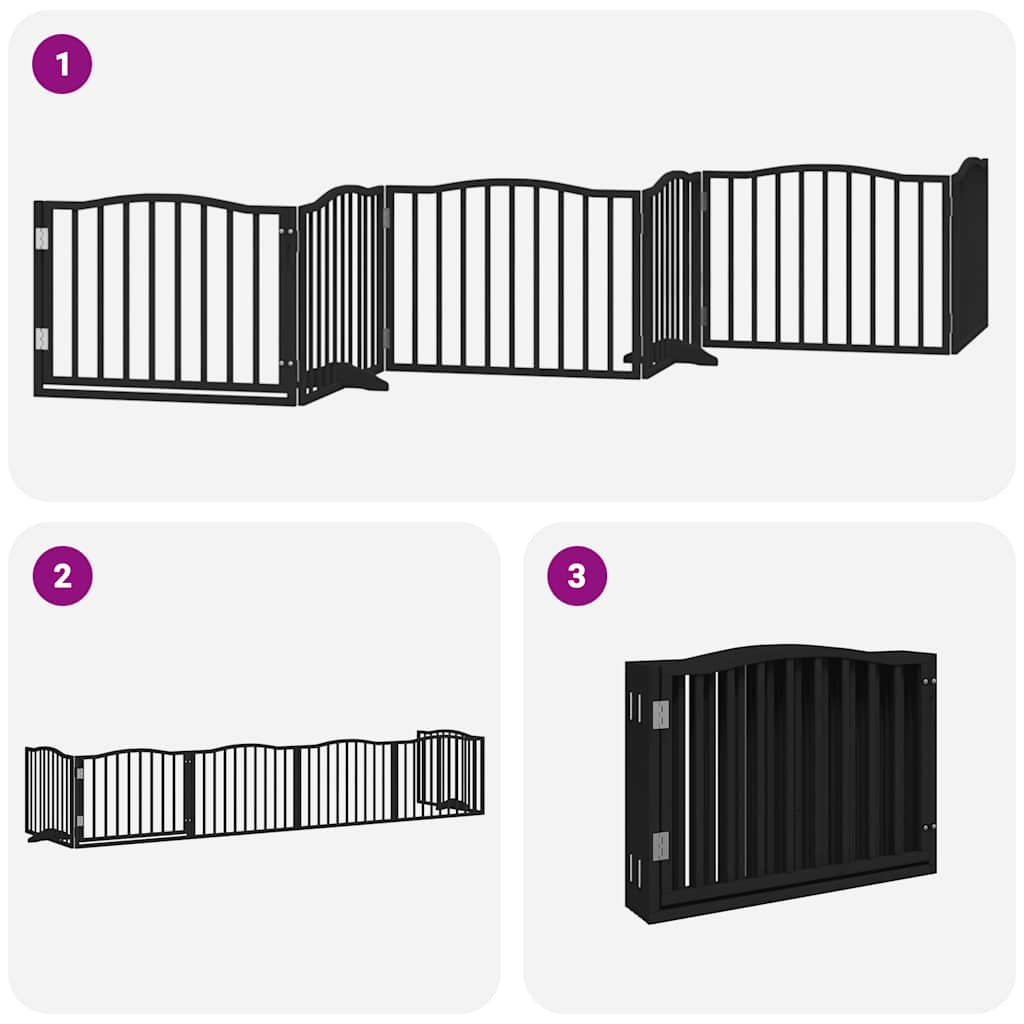 Hondenhek inklapbaar 6 panelen 480 cm populierenhout zwart is nu te koop bij PeponiXL, paradijselijk wonen!
