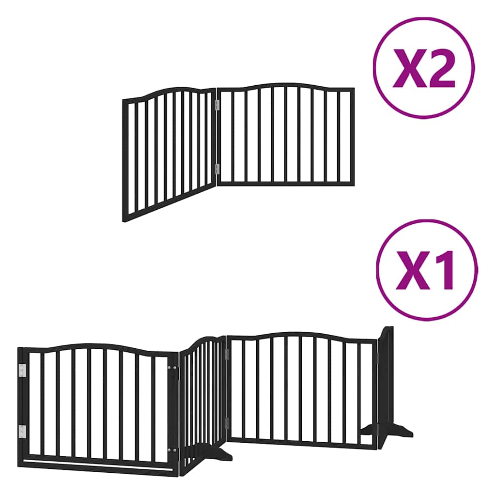 Hondenhek inklapbaar 8 panelen 640 cm populierenhout zwart is nu te koop bij PeponiXL, paradijselijk wonen!