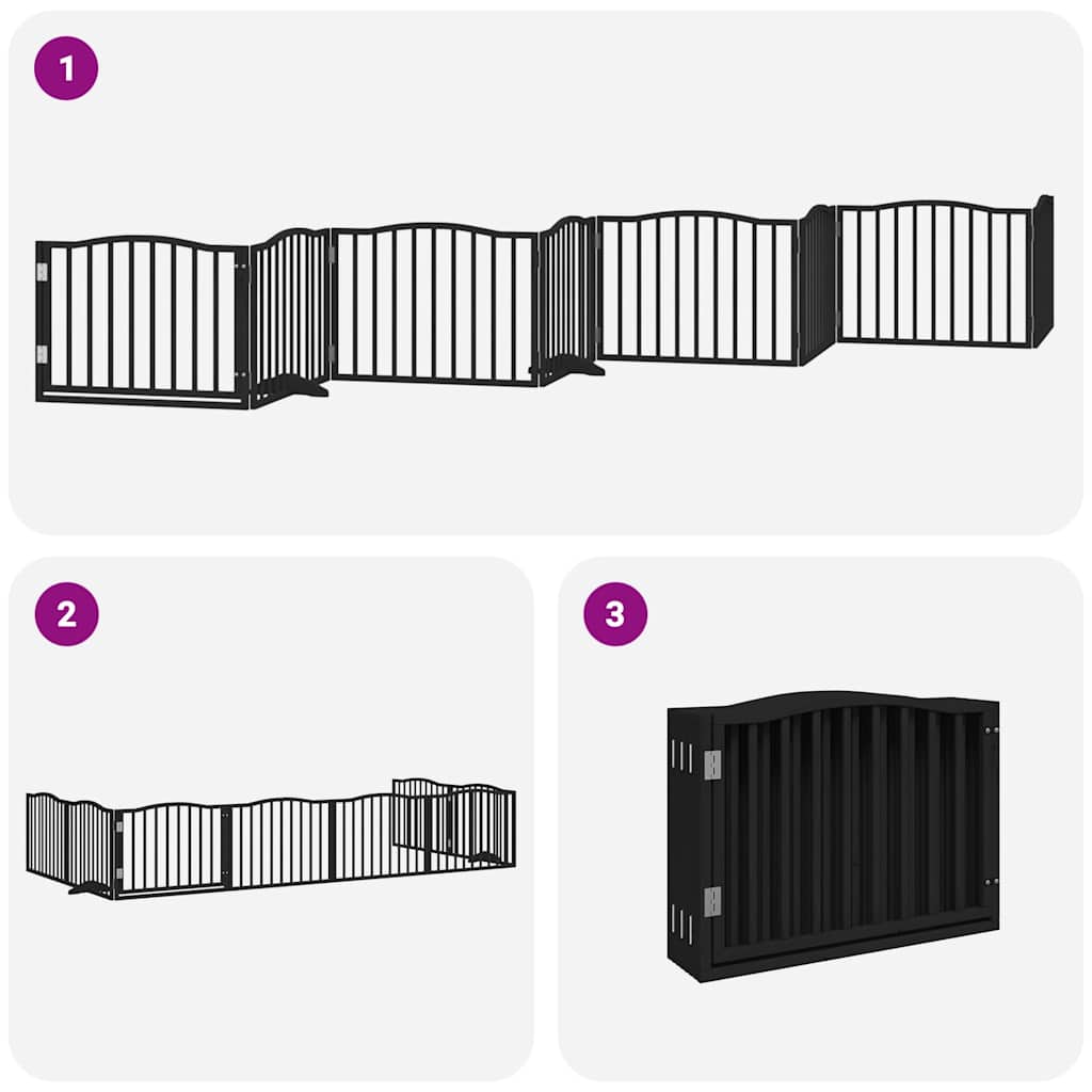 Hondenhek inklapbaar 8 panelen 640 cm populierenhout zwart is nu te koop bij PeponiXL, paradijselijk wonen!