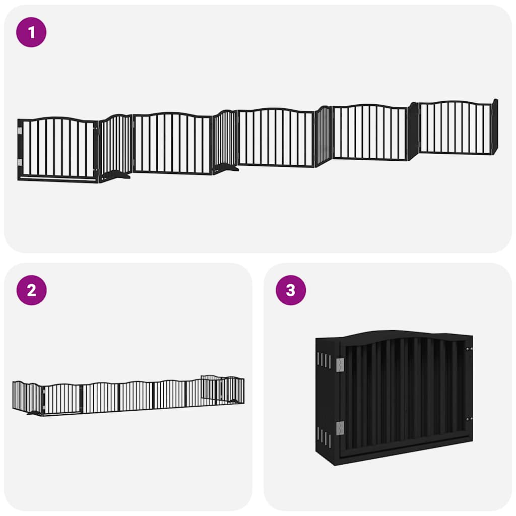 Hondenhek inklapbaar 10 panelen 800 cm populierenhout zwart is nu te koop bij PeponiXL, paradijselijk wonen!