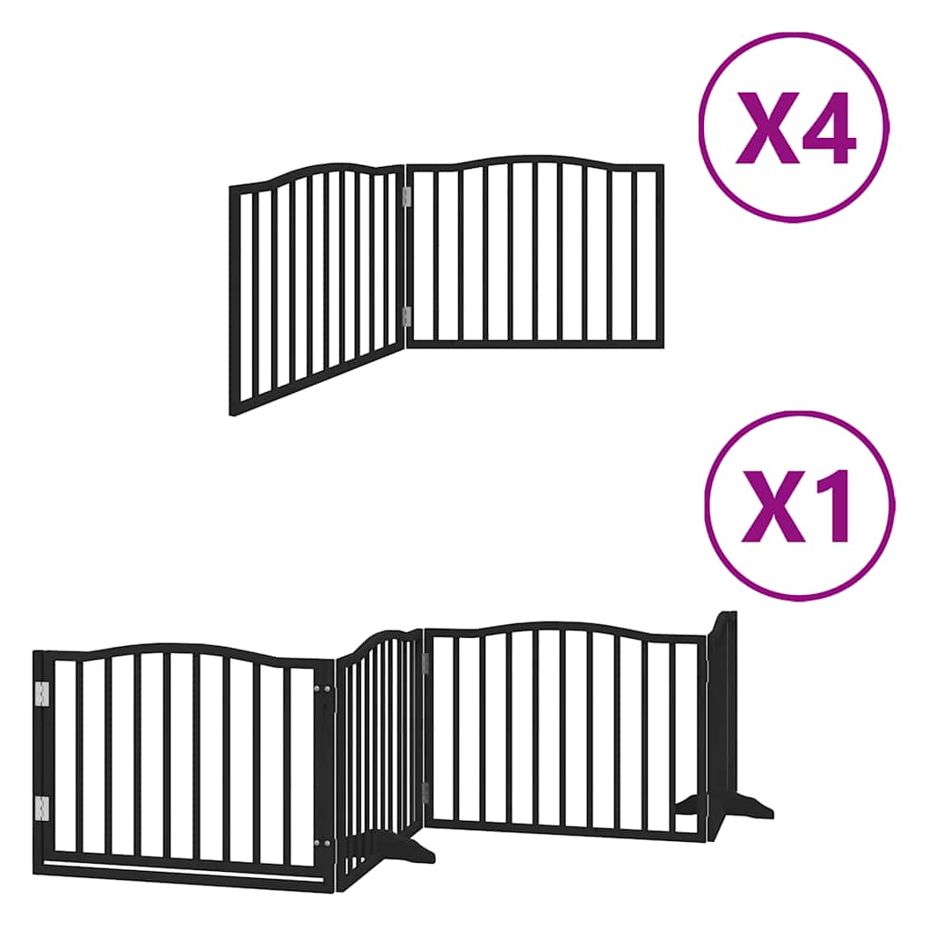 Hondenhek inklapbaar 12 panelen 960 cm populierenhout zwart is nu te koop bij PeponiXL, paradijselijk wonen!