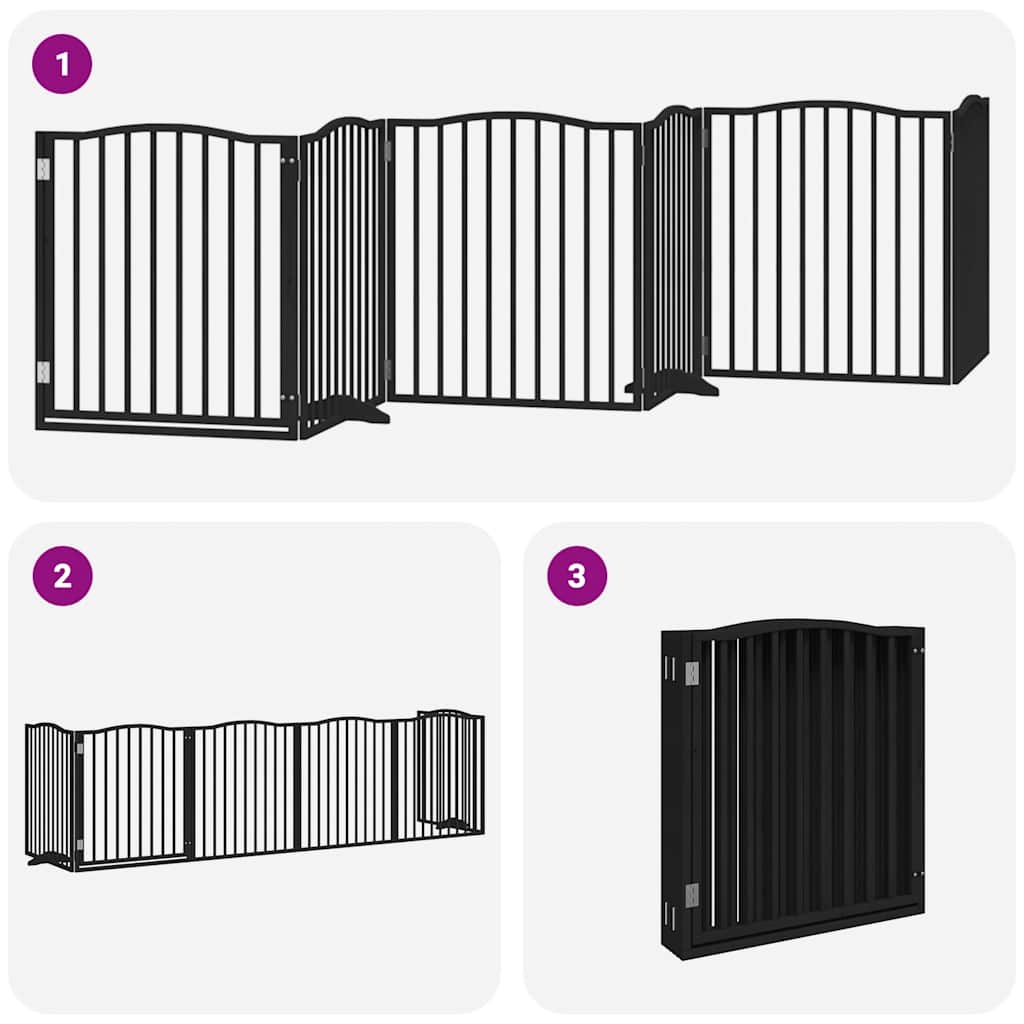 Hondenhek inklapbaar 6 panelen 480 cm populierenhout zwart is nu te koop bij PeponiXL, paradijselijk wonen!