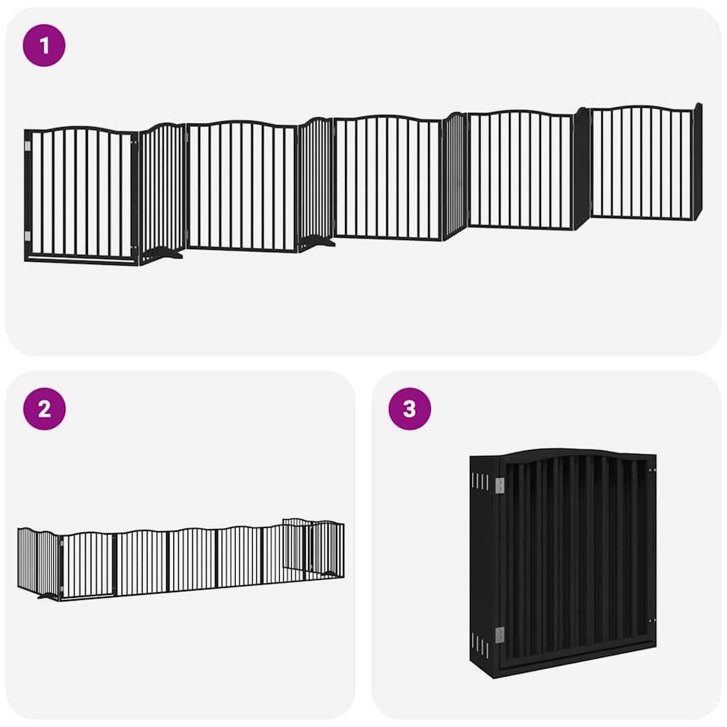 Hondenhek inklapbaar 10 panelen 800 cm populierenhout zwart is nu te koop bij PeponiXL, paradijselijk wonen!