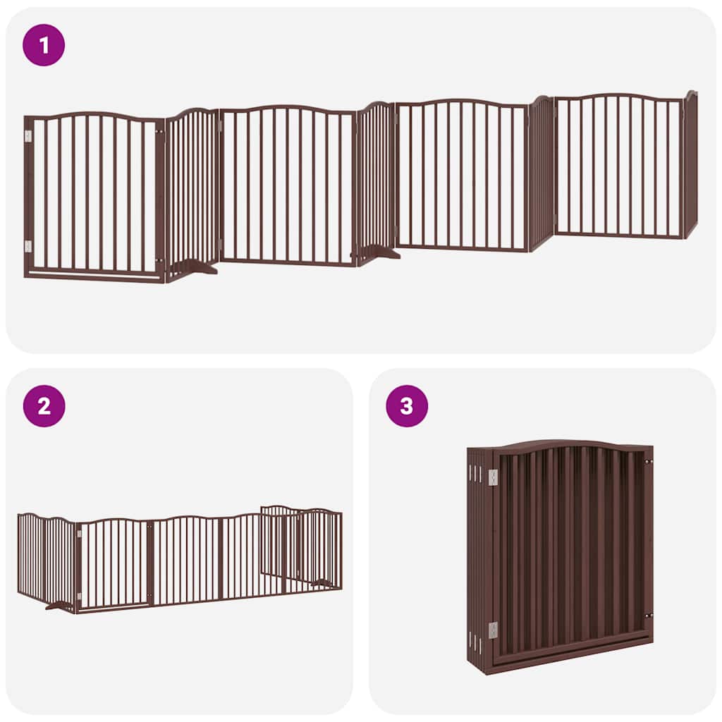 Hondenhek inklapbaar 8 panelen 640 cm populierenhout bruin is nu te koop bij PeponiXL, paradijselijk wonen!