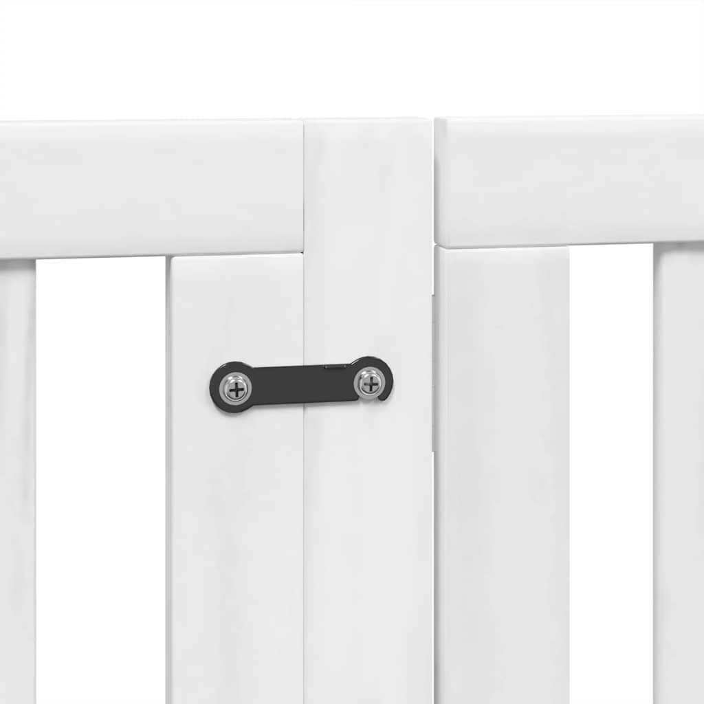 Hondenhek inklapbaar met deur 9 panelen 450 cm populierhout wit is nu te koop bij PeponiXL, paradijselijk wonen!