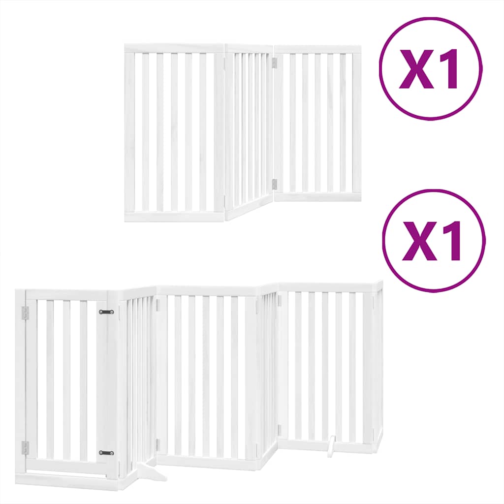Hondenhek inklapbaar met deur 9 panelen 450 cm populierhout wit is nu te koop bij PeponiXL, paradijselijk wonen!