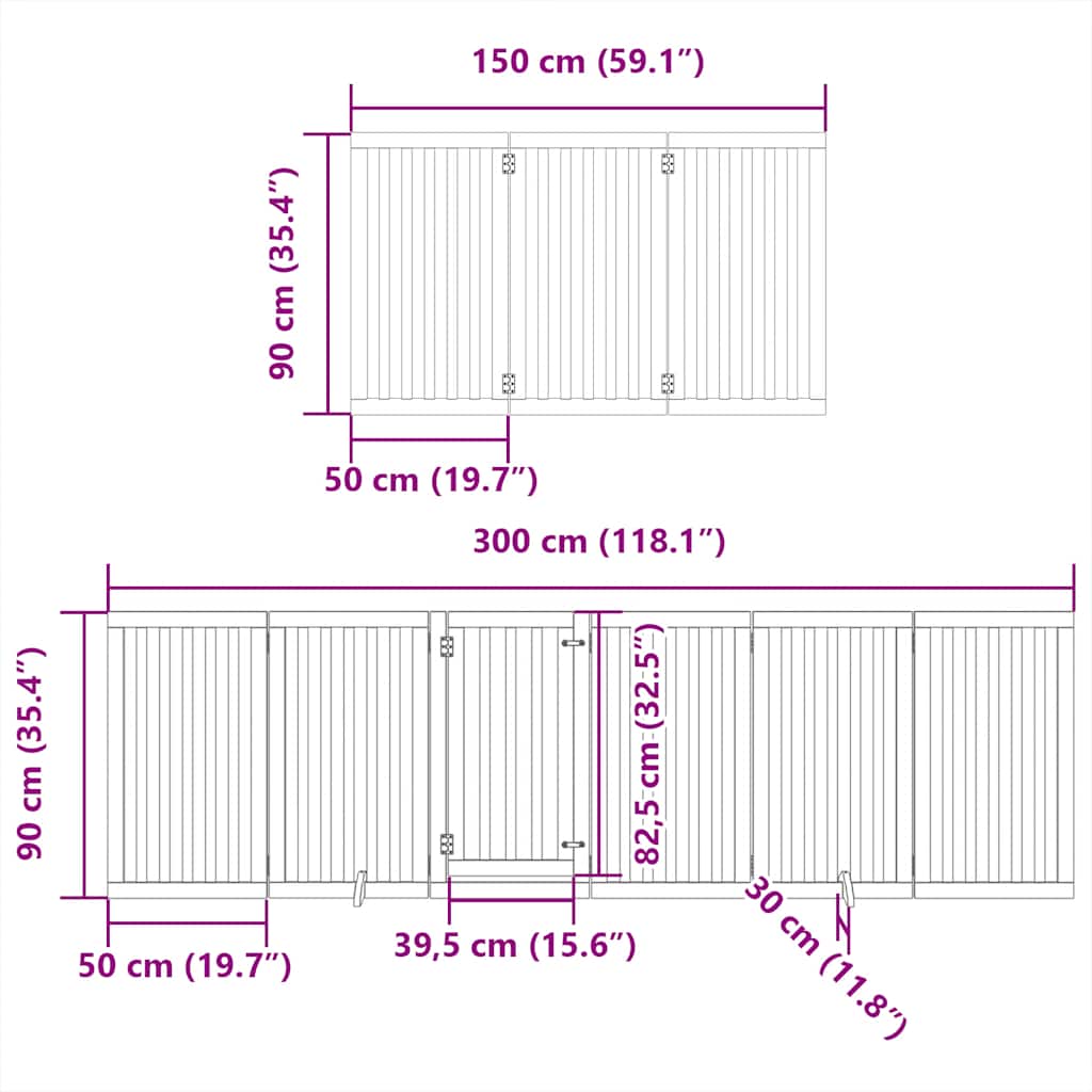 Hondenhek inklapbaar met deur 9 panelen 450 cm populierhout wit is nu te koop bij PeponiXL, paradijselijk wonen!