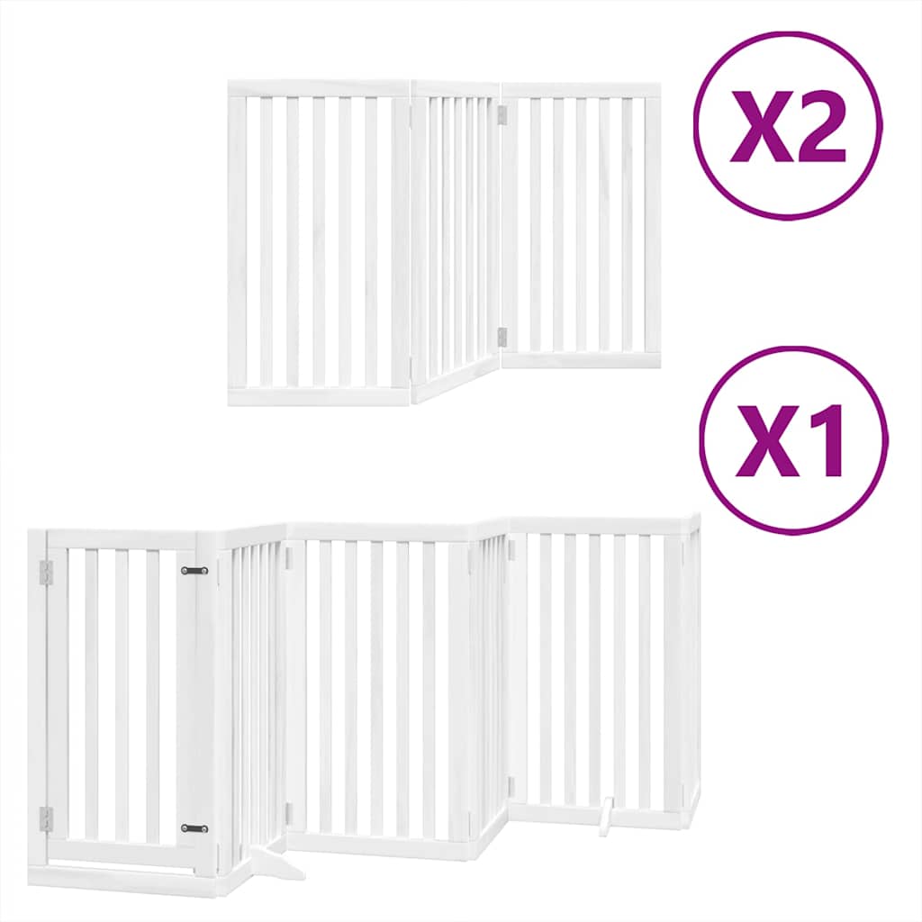 Hondenhek inklapbaar met deur 12 panelen 600cm populierhout wit is nu te koop bij PeponiXL, paradijselijk wonen!