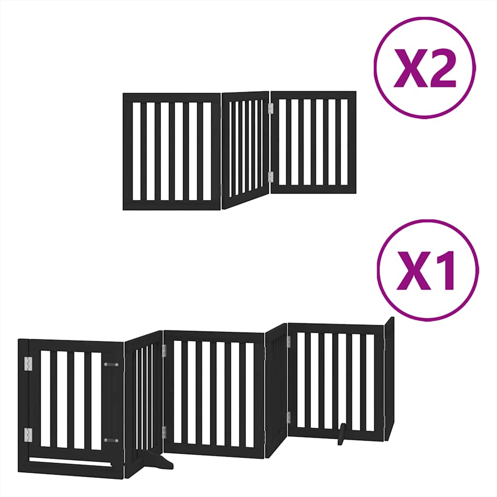 Hondenhek inklapbaar 12 panelen 600 cm populierenhout zwart is nu te koop bij PeponiXL, paradijselijk wonen!