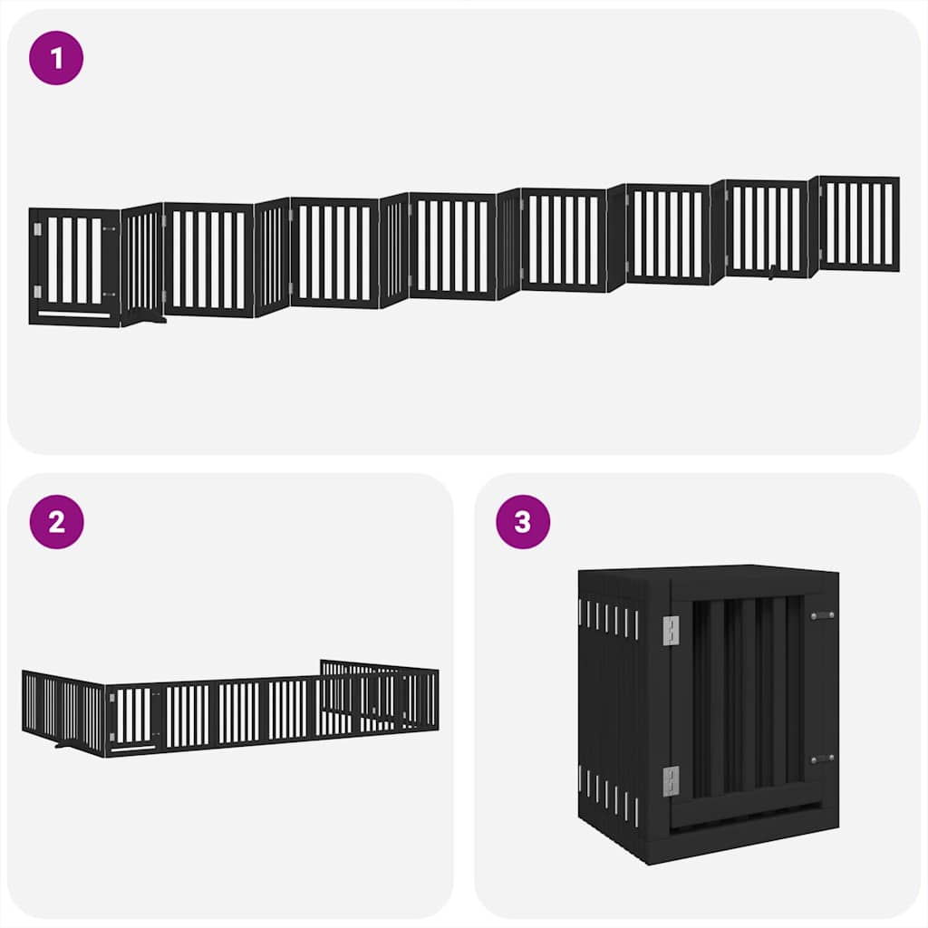 Hondenhek inklapbaar 15 panelen 750 cm populierenhout zwart is nu te koop bij PeponiXL, paradijselijk wonen!
