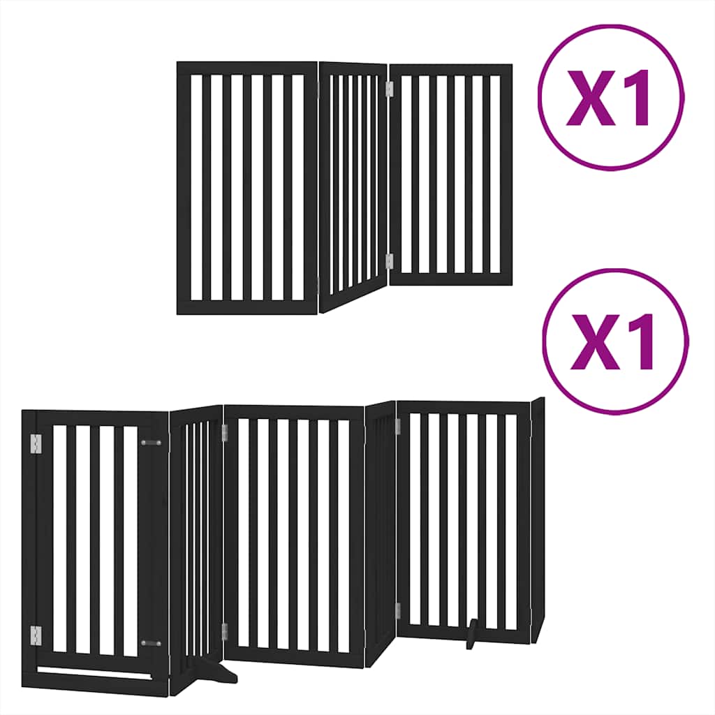 Hondenhek inklapbaar 9 panelen 450 cm populierenhout zwart is nu te koop bij PeponiXL, paradijselijk wonen!