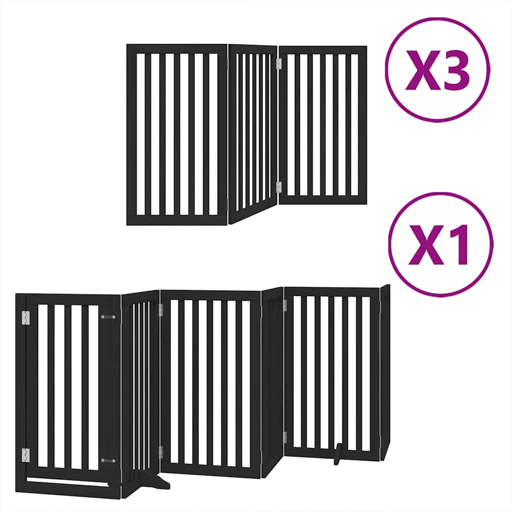 Hondenhek inklapbaar 15 panelen 750 cm populierenhout zwart is nu te koop bij PeponiXL, paradijselijk wonen!