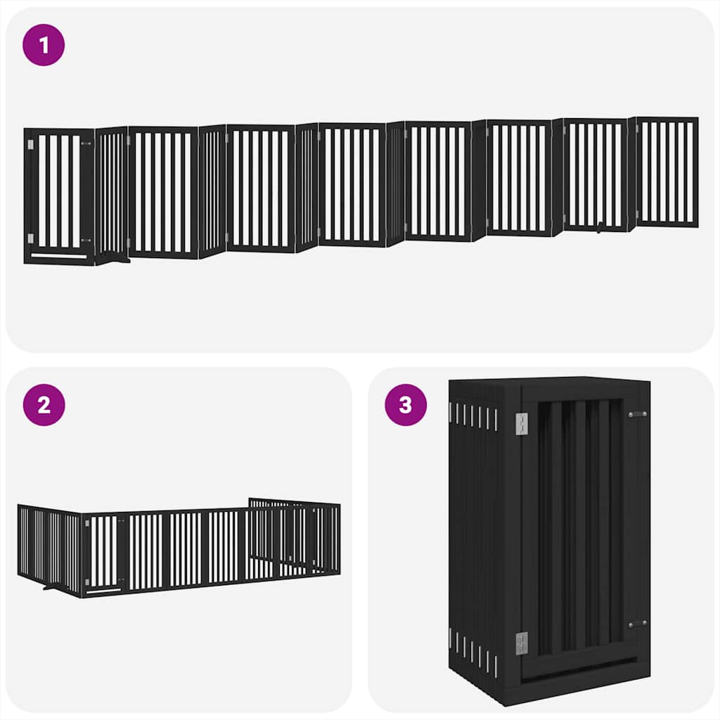 Hondenhek inklapbaar 15 panelen 750 cm populierenhout zwart is nu te koop bij PeponiXL, paradijselijk wonen!