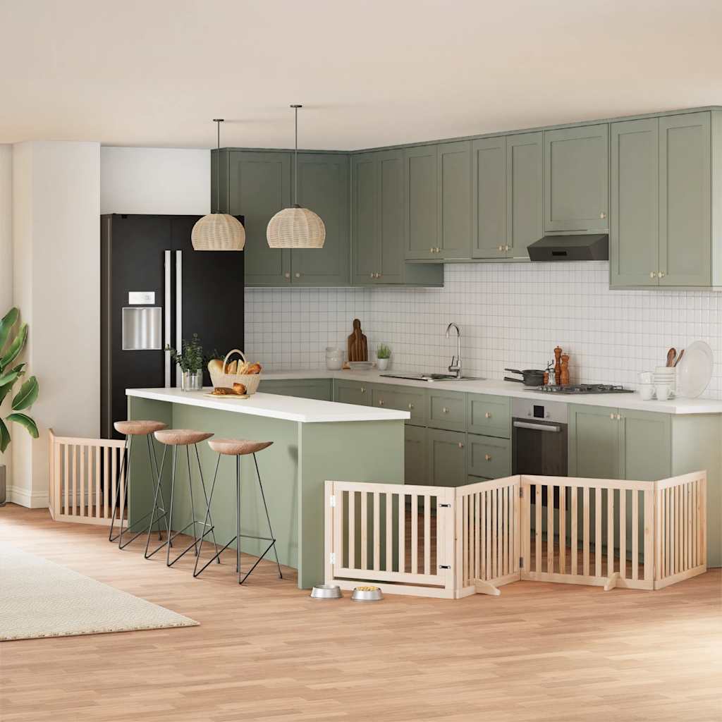 Hondenhek inklapbaar met deur 6 panelen 480 cm populierenhout is nu te koop bij PeponiXL, paradijselijk wonen!