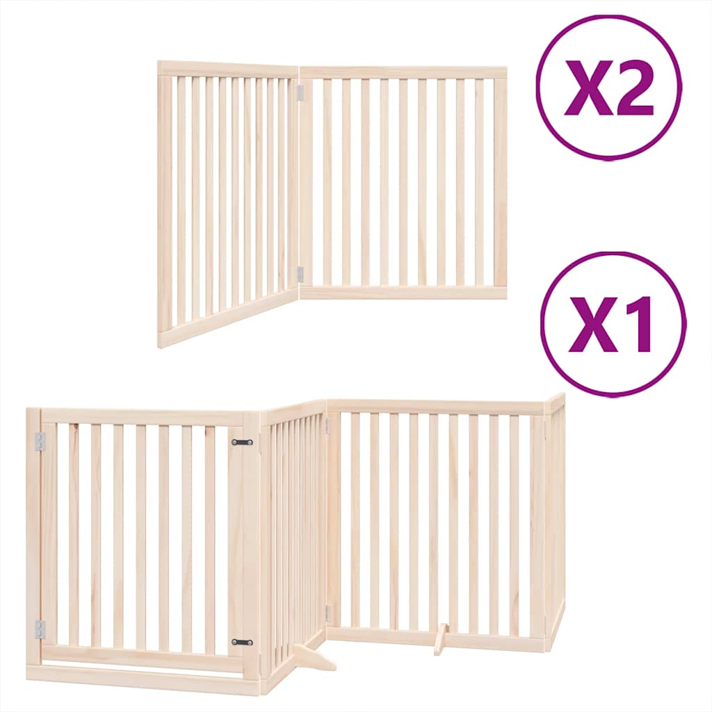 Hondenhek inklapbaar met deur 8 panelen 640 cm populierenhout is nu te koop bij PeponiXL, paradijselijk wonen!
