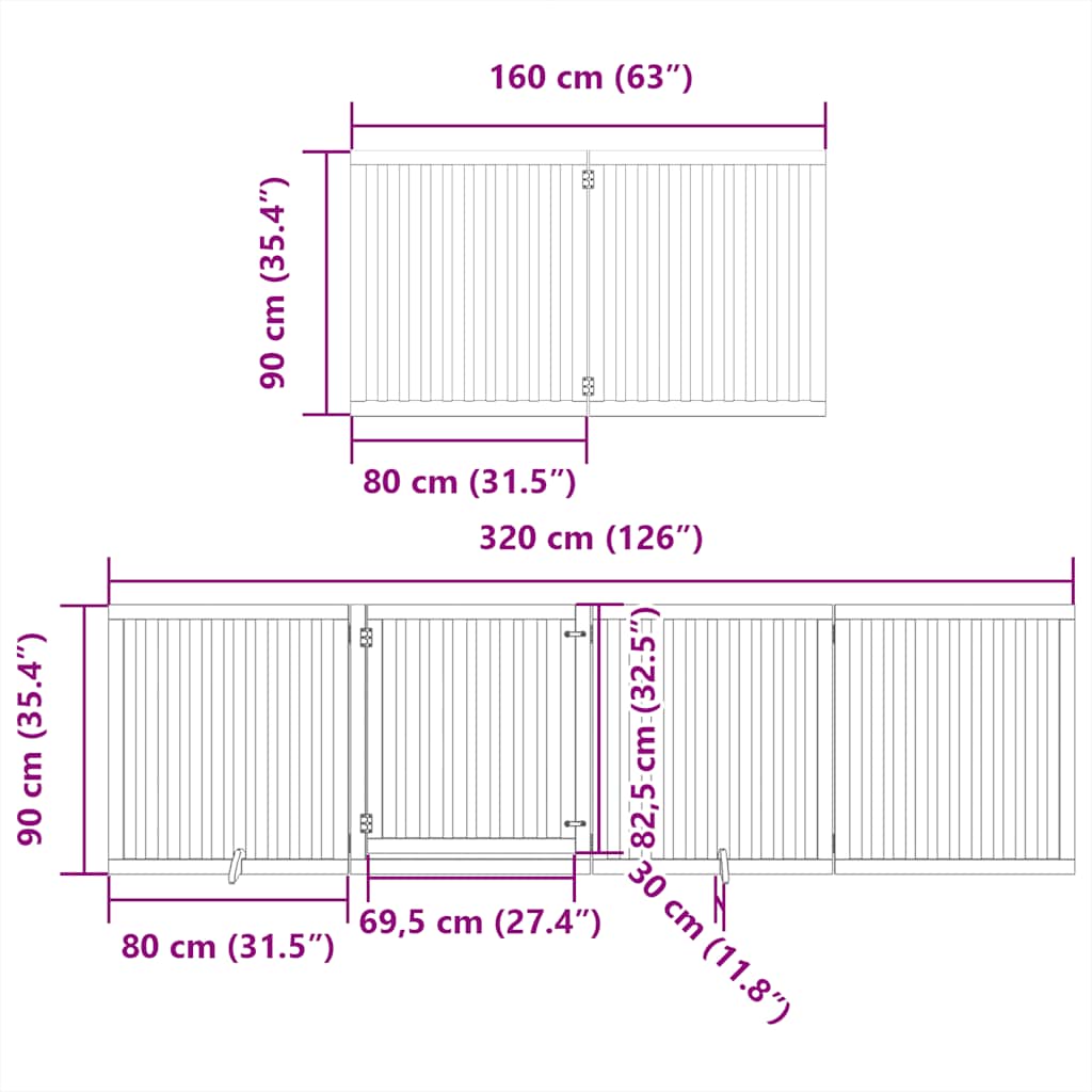 Hondenhek inklapbaar met deur 8 panelen 640 cm populierenhout is nu te koop bij PeponiXL, paradijselijk wonen!