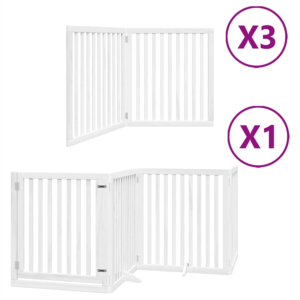 Hondenhek inklapbaar met deur 10 panelen 800cm populierhout wit is nu te koop bij PeponiXL, paradijselijk wonen!