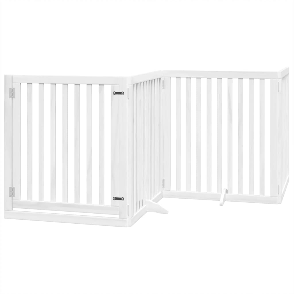 Hondenhek inklapbaar met deur 10 panelen 800cm populierhout wit is nu te koop bij PeponiXL, paradijselijk wonen!