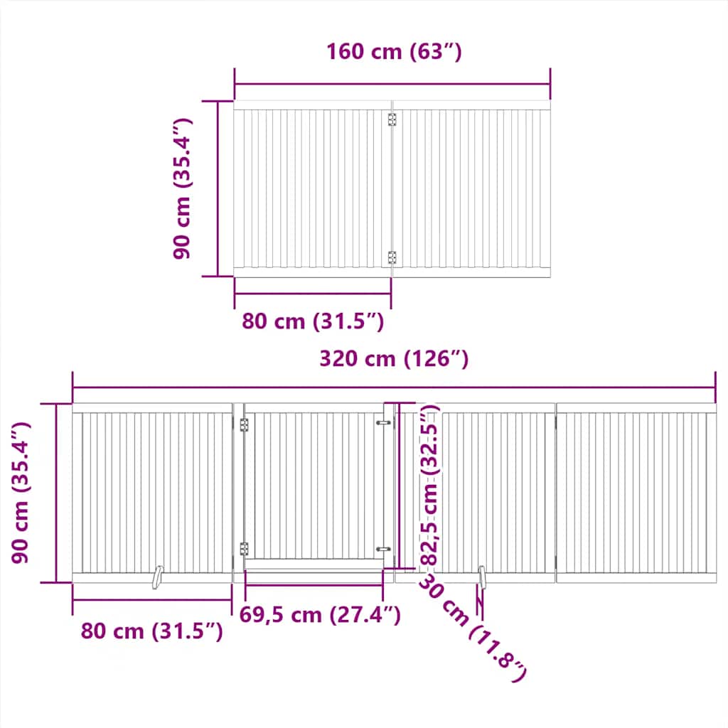 Hondenhek inklapbaar met deur 10 panelen 800cm populierhout wit is nu te koop bij PeponiXL, paradijselijk wonen!