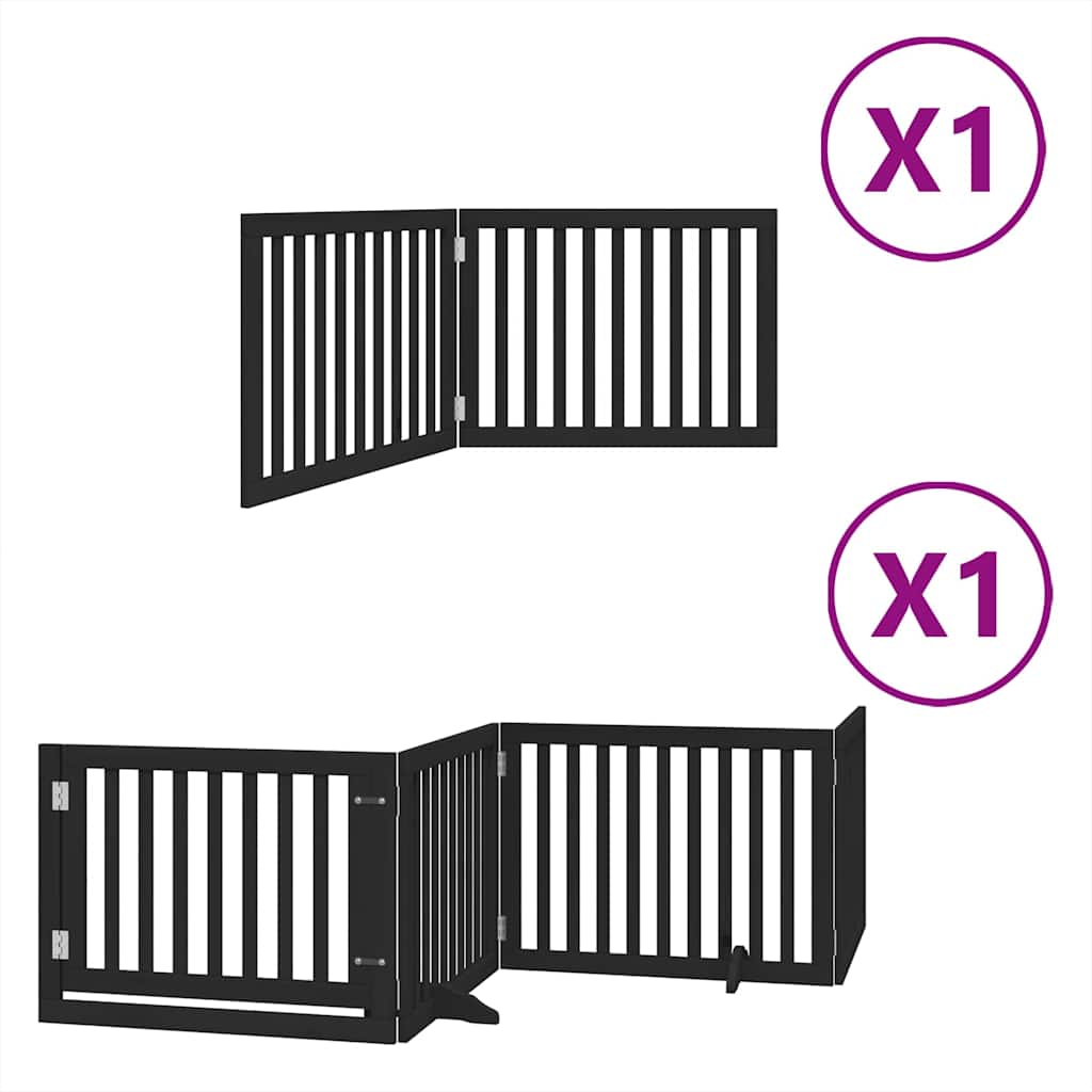 Hondenhek inklapbaar 6 panelen 480 cm populierenhout zwart is nu te koop bij PeponiXL, paradijselijk wonen!