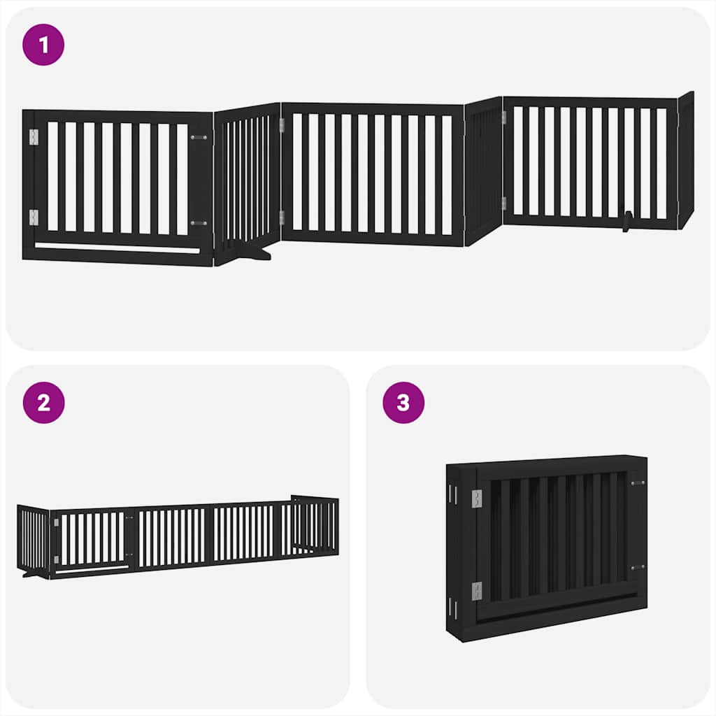 Hondenhek inklapbaar 6 panelen 480 cm populierenhout zwart is nu te koop bij PeponiXL, paradijselijk wonen!