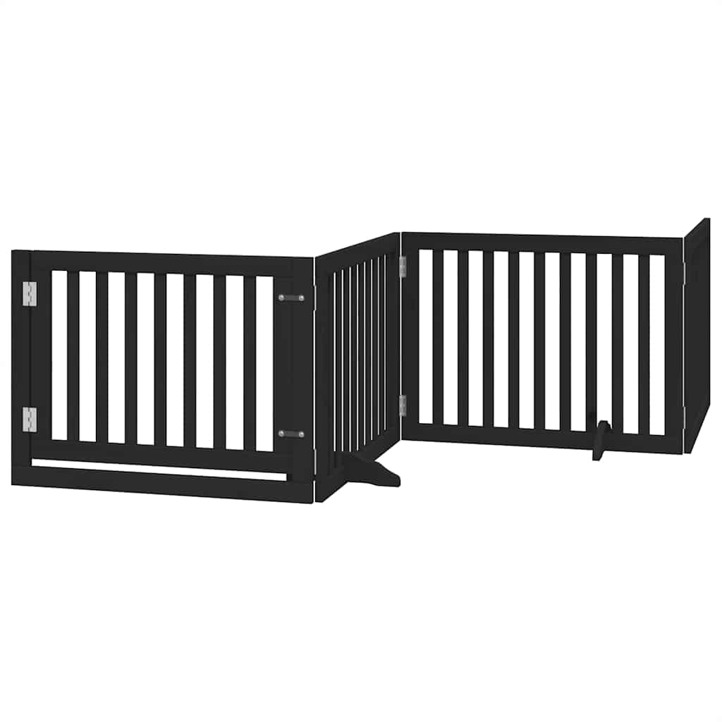 Hondenhek inklapbaar 8 panelen 640 cm populierenhout zwart is nu te koop bij PeponiXL, paradijselijk wonen!