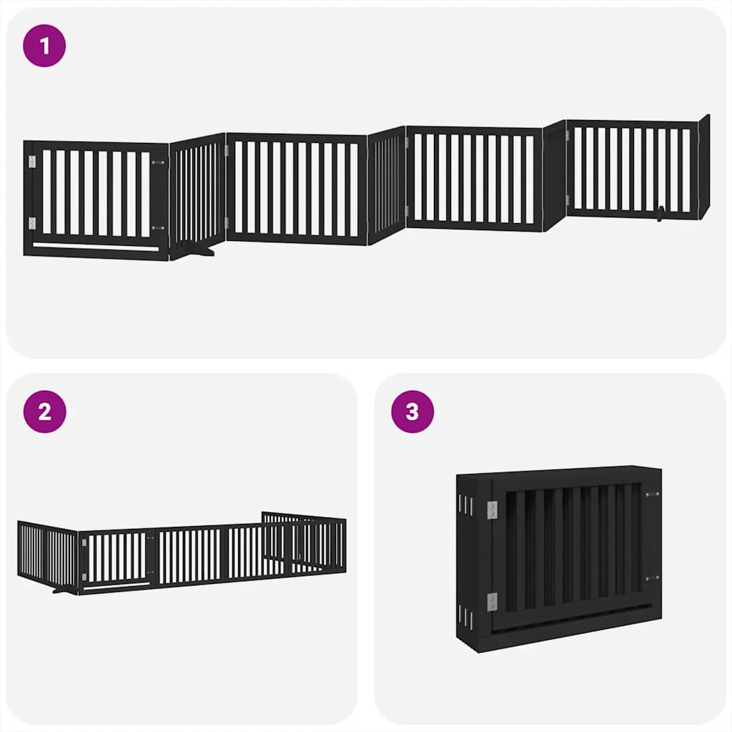 Hondenhek inklapbaar 8 panelen 640 cm populierenhout zwart is nu te koop bij PeponiXL, paradijselijk wonen!