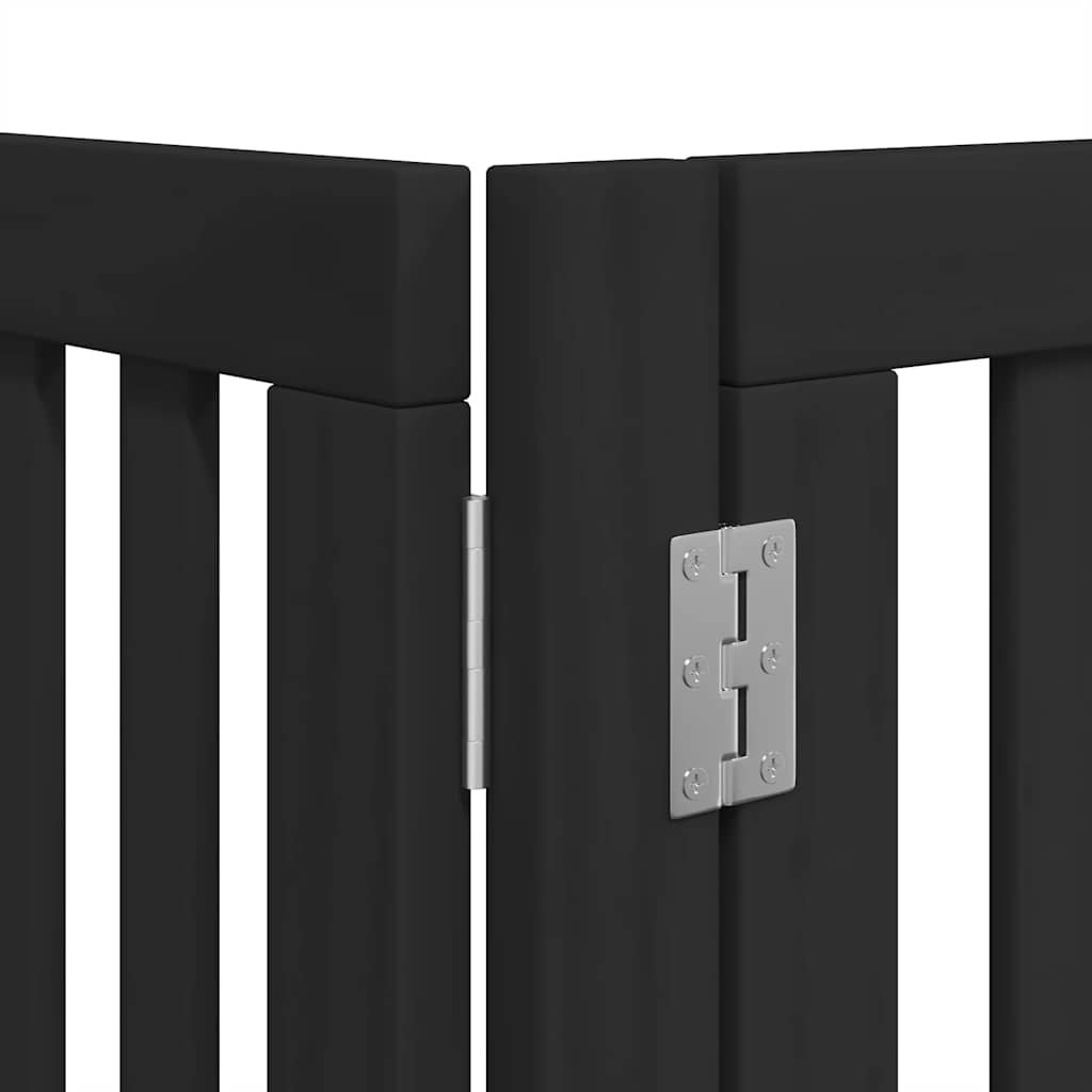 Hondenhek inklapbaar 8 panelen 640 cm populierenhout zwart is nu te koop bij PeponiXL, paradijselijk wonen!