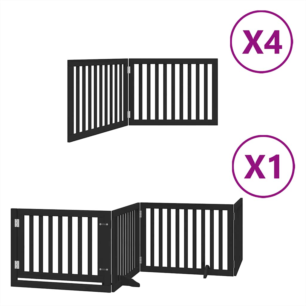 Hondenhek inklapbaar 12 panelen 960 cm populierenhout zwart is nu te koop bij PeponiXL, paradijselijk wonen!