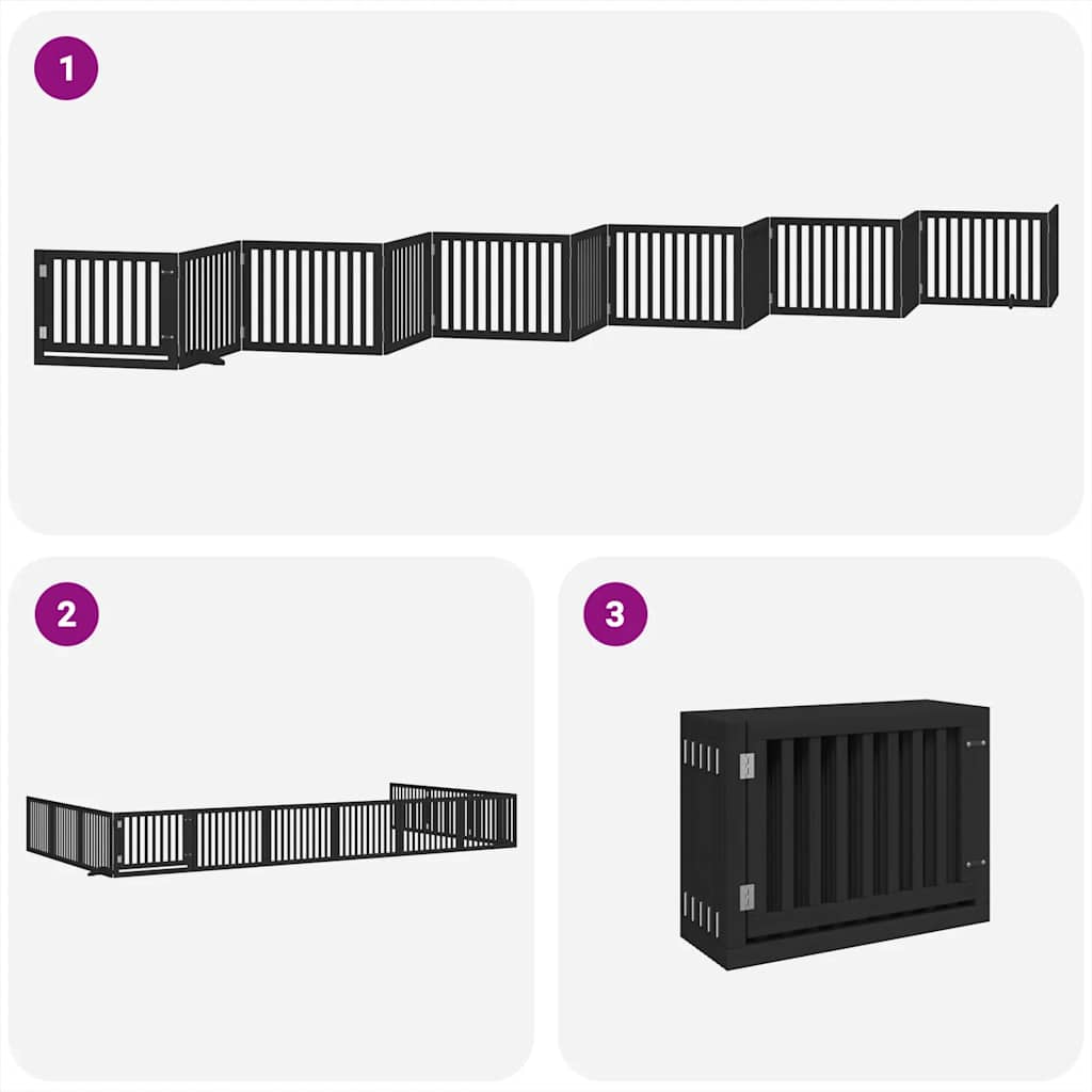 Hondenhek inklapbaar 12 panelen 960 cm populierenhout zwart is nu te koop bij PeponiXL, paradijselijk wonen!