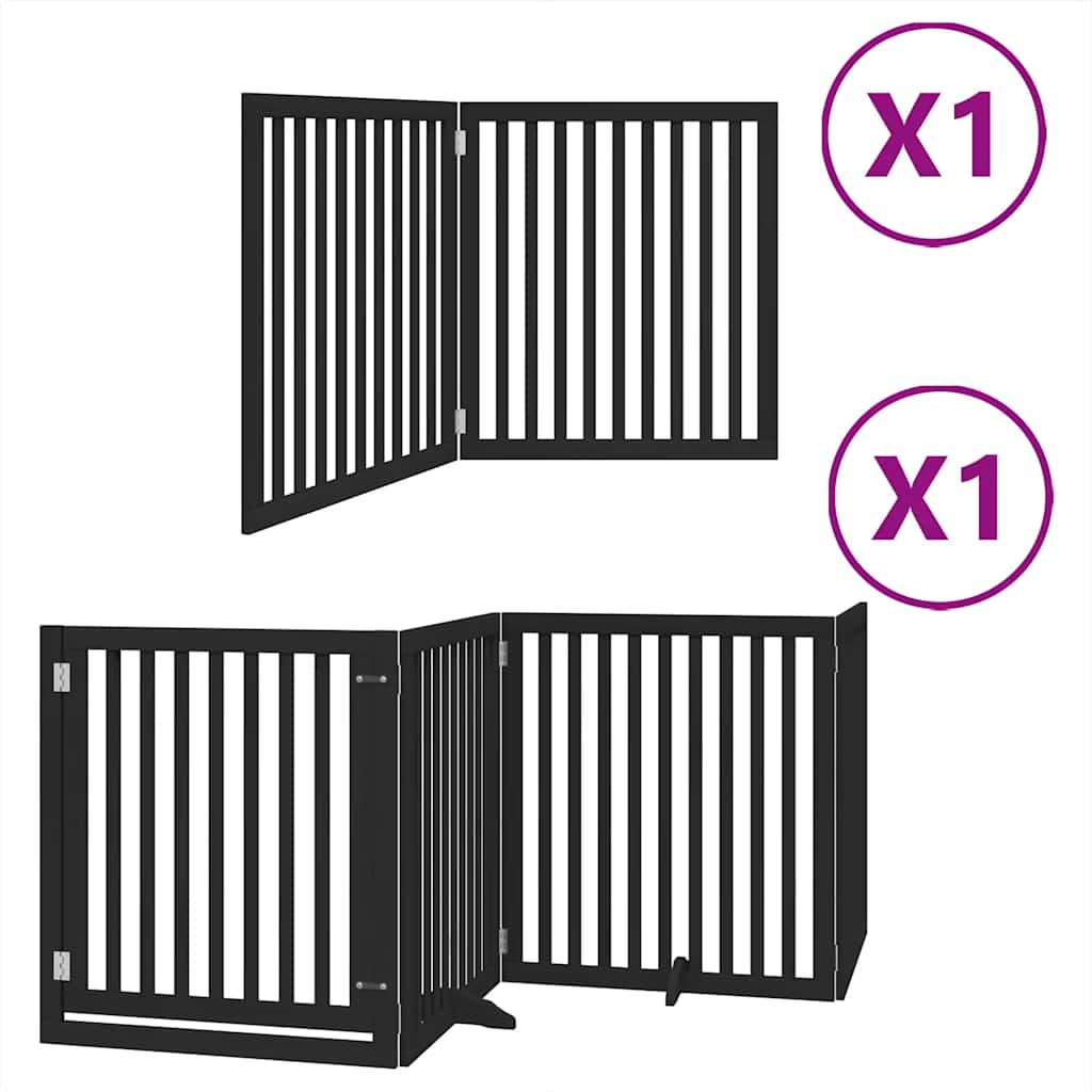 Hondenhek inklapbaar 6 panelen 480 cm populierenhout zwart is nu te koop bij PeponiXL, paradijselijk wonen!