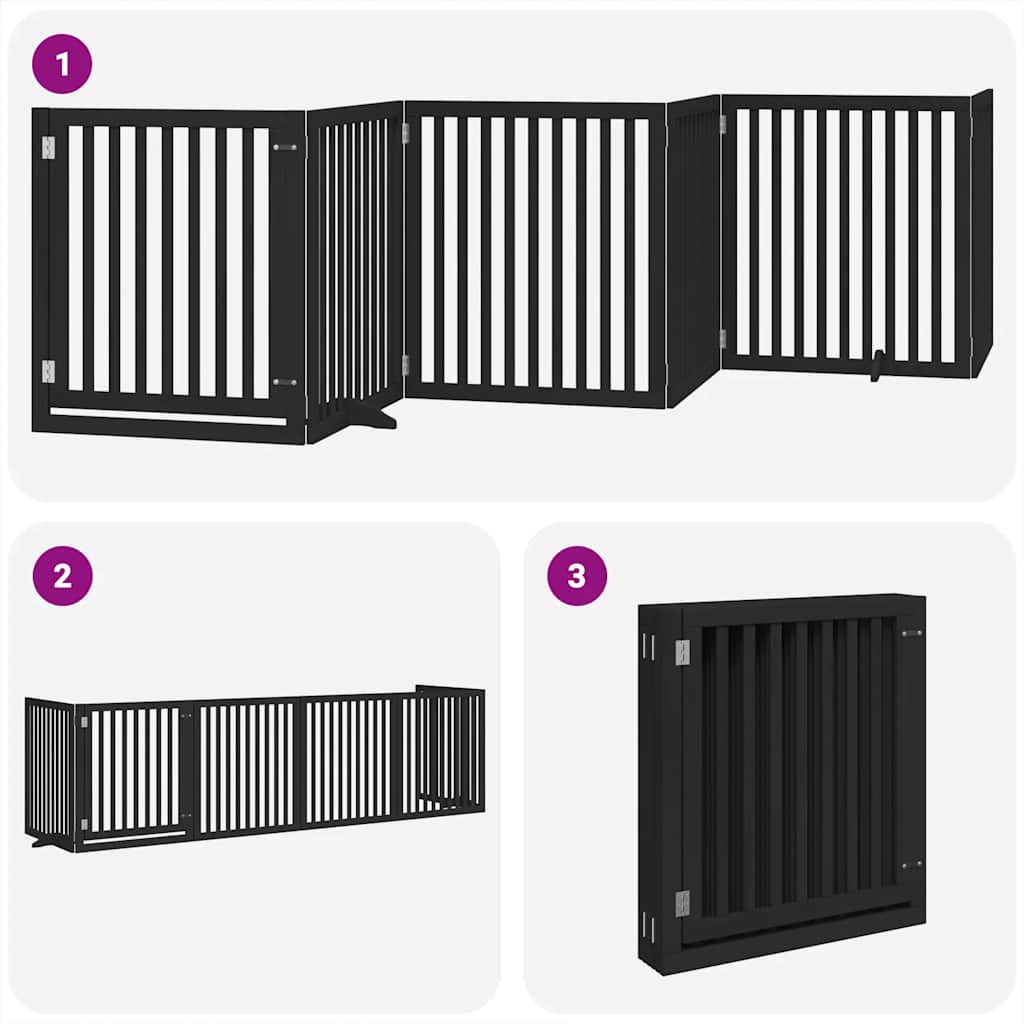 Hondenhek inklapbaar 6 panelen 480 cm populierenhout zwart is nu te koop bij PeponiXL, paradijselijk wonen!