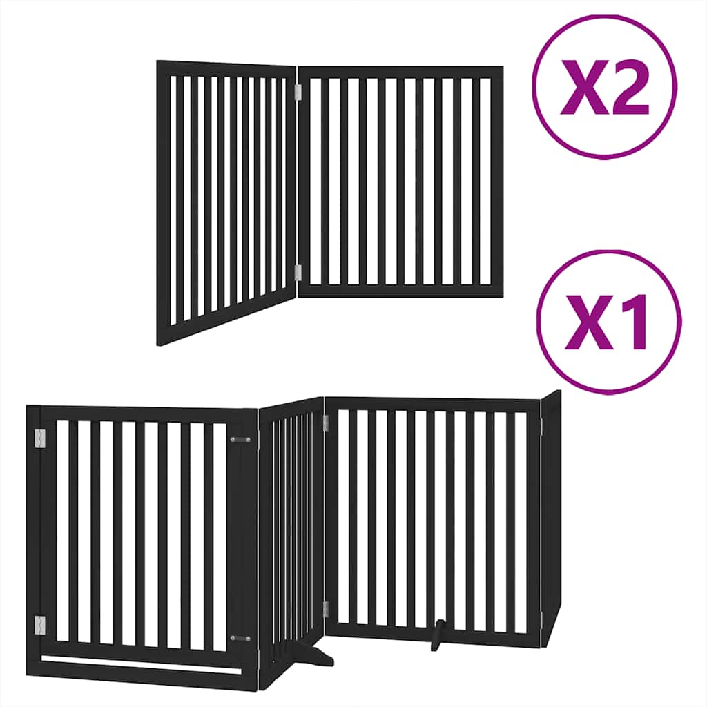 Hondenhek inklapbaar 8 panelen 640 cm populierenhout zwart is nu te koop bij PeponiXL, paradijselijk wonen!
