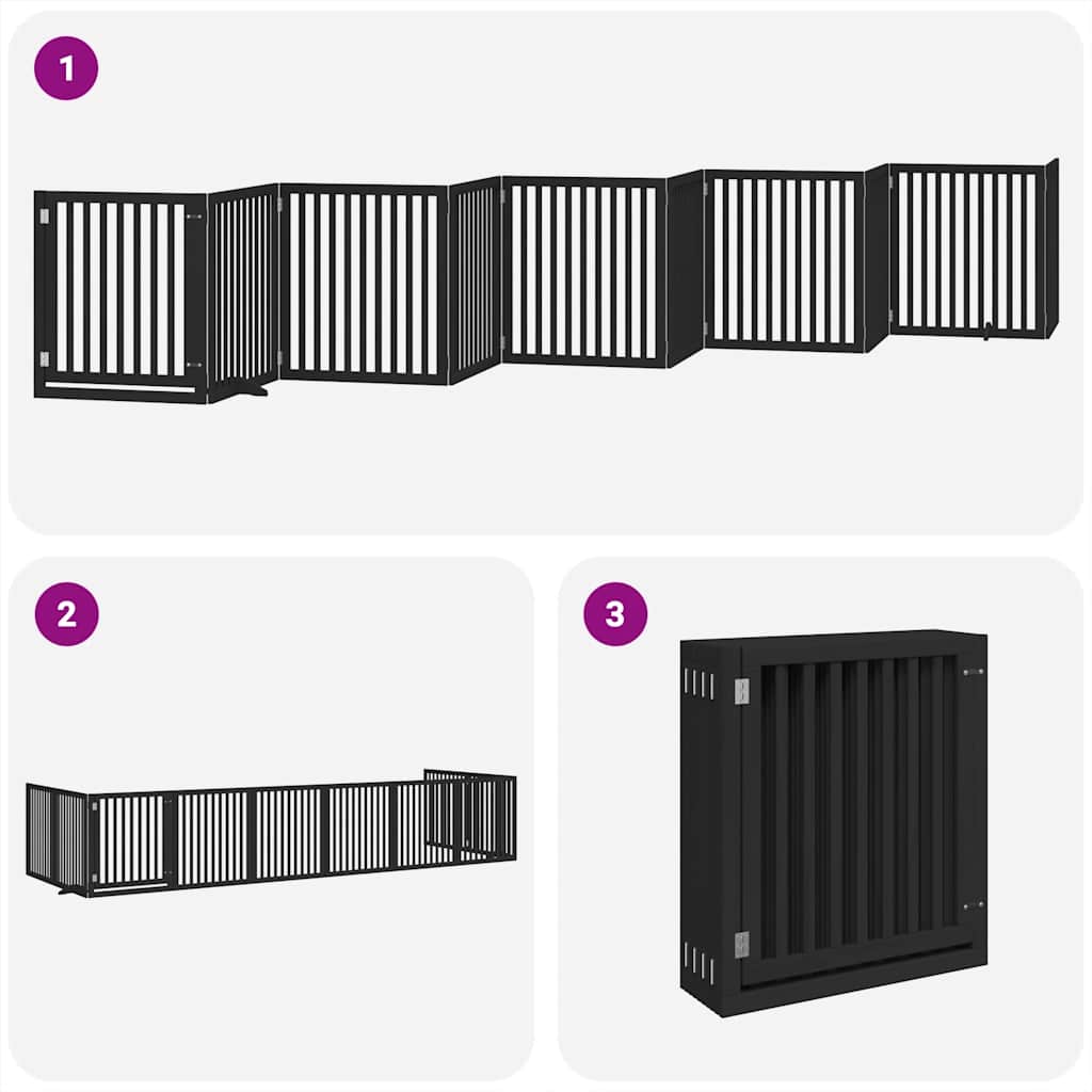 Hondenhek inklapbaar 10 panelen 800 cm populierenhout zwart is nu te koop bij PeponiXL, paradijselijk wonen!